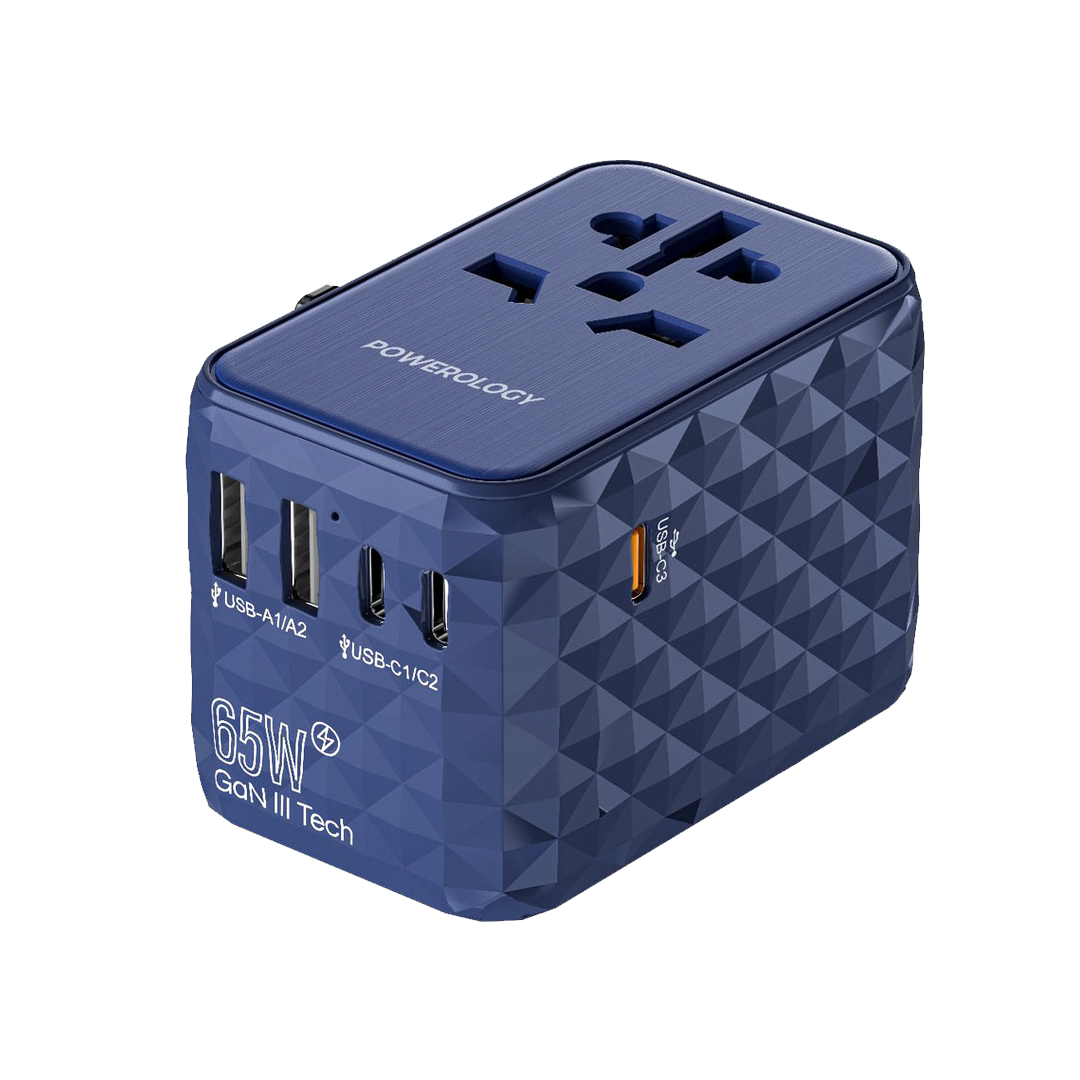 POWEROLOGY-GAN TRAVEL ADAPTER 3USB-C 2USB-A 65W