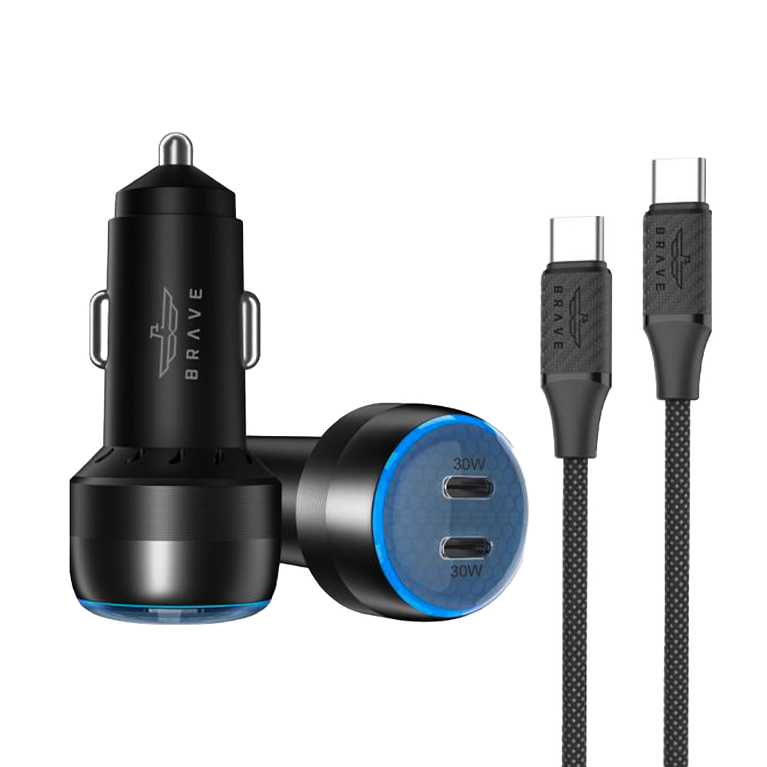 BRAVE- CAR CHARGER 60W WITH CABLE USB-C BBC-24