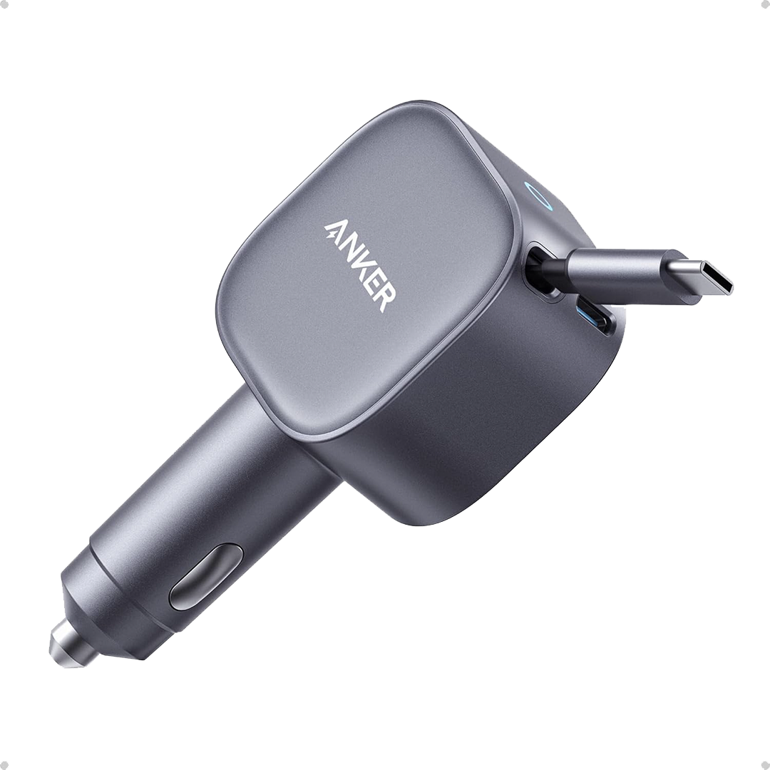 ANKER- CAR CHARGER 75W WITH CABLE TYBE-C TO TYBE-C RETRACTABLE