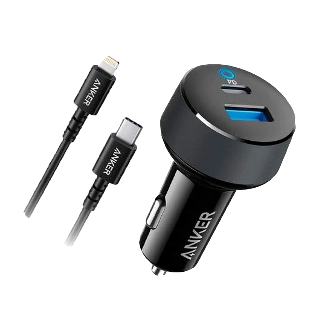 ANKER- CAR CHARGER 30W WITH 2 CABLE TYBE-C TO TYBE-C 2 PORTS