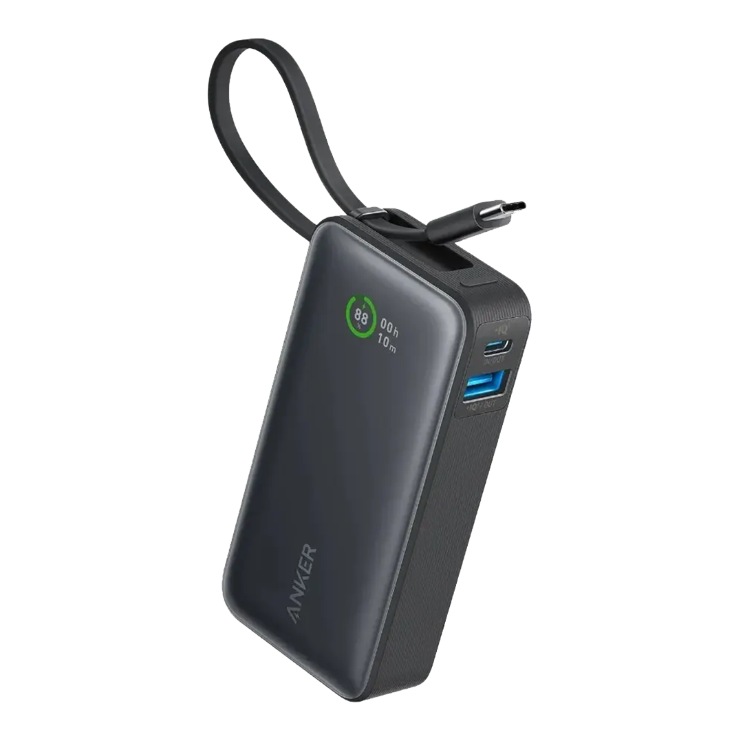 باور بنك أنكر Nano بسعة 10000mAh وقدرة 30 واط مع كيبل مدمج وشاشة LCD