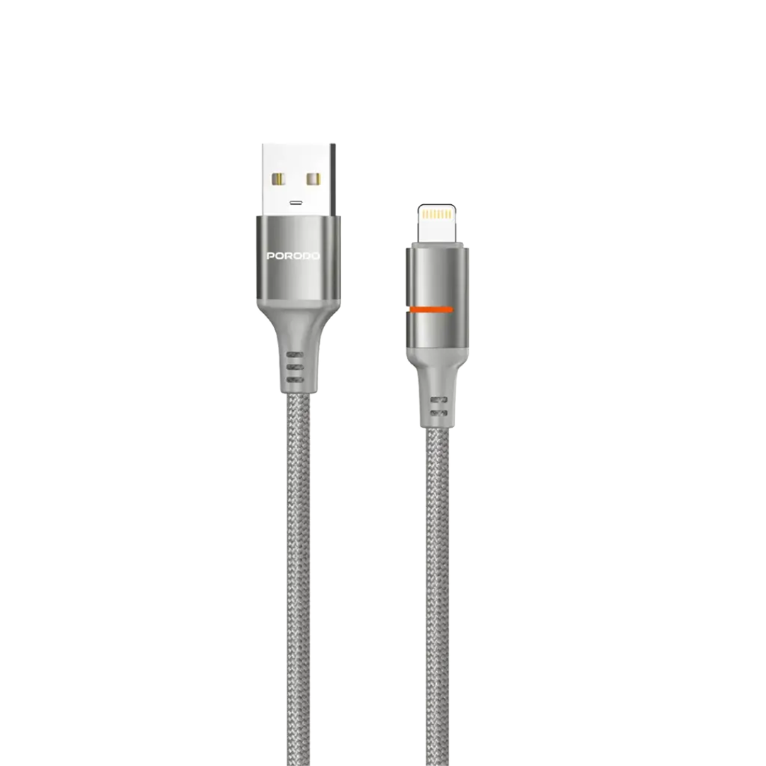 PORODO-CABLE USB TO LIGHTNING 1.2M GRAY