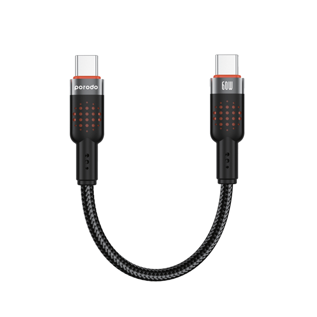 PORODO-CABLE USB-C TO USB-C 25CM 60W