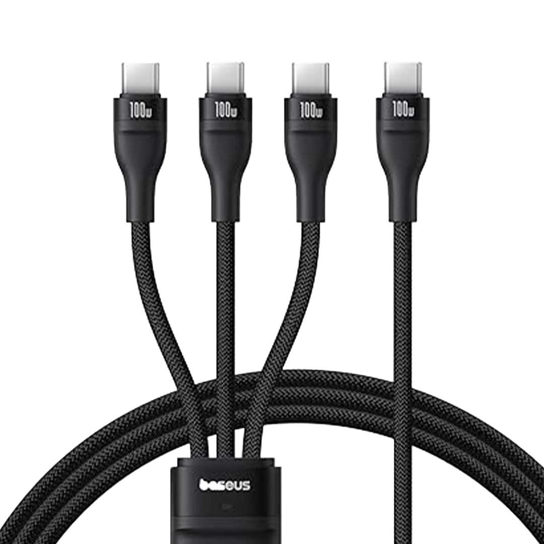 BASEUS-CABLE STRETCH 3IN1 100W TYPE-C TO TYPE 1M BLACK