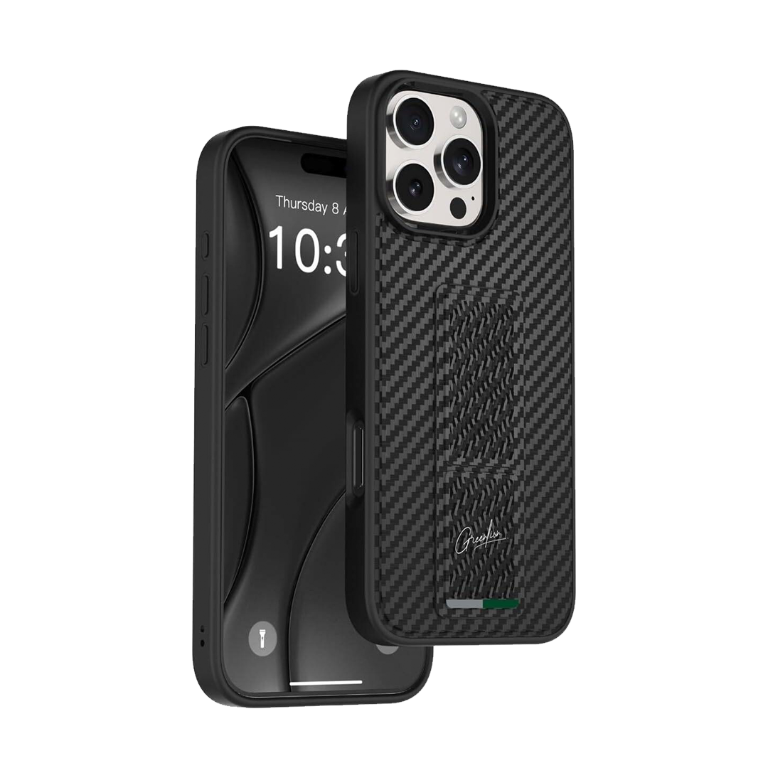 GREEN LION -BACK COVER WTHI GRIP-X & STAND 16 PRO BLACK CARBON